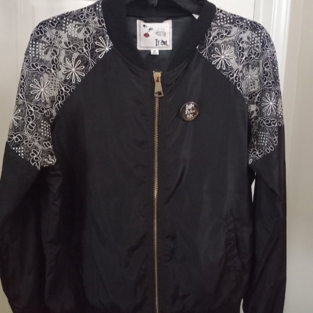 It Girl Windbreaker Sheer Lace Cutout Jacket